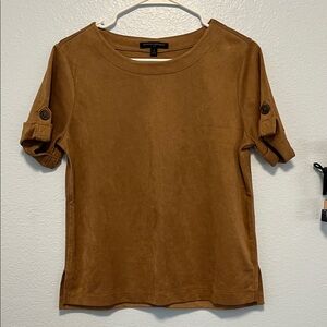 Banana Republic Faux Suede Brown Short Sleeve Top